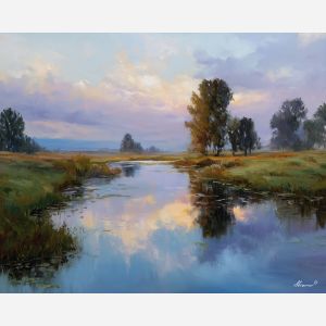 spring morning,calm atmosphere,oil painting