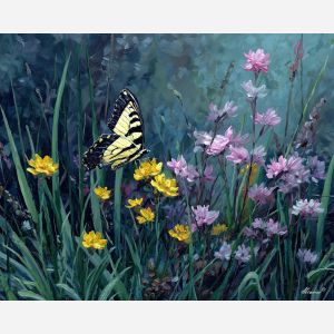 spring butterfly,flower rest,oil painting