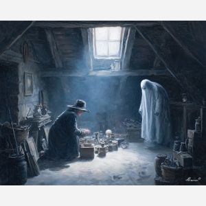 witch ghost attic,nostalgic fantasy