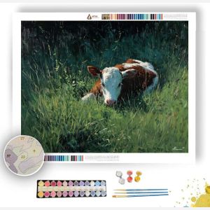 CALF GREEN PASTURE - Paint by Numbers Full Kit