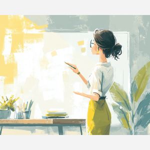 business, room, business theme, office scene, meeting, professional, palette knife, oil painting, impasto, textured surface, corporate, modern office, workplace art, presentation, collaboration, desk, whiteboard