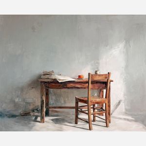 atablewithdocuments, business art, corporate, abstract, palette knife, oil painting, impasto, textured surface, modern, minimal, professional, conceptual, clean design, office theme, contemporary art, visual concept