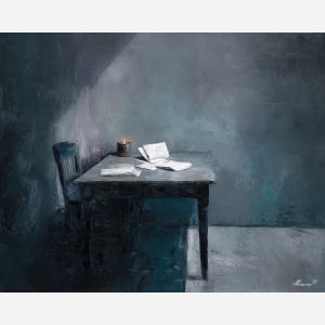atablewithdocuments, business art, corporate, abstract, palette knife, oil painting, impasto, textured surface, modern, minimal, professional, conceptual, clean design, office theme, contemporary art, visual concept