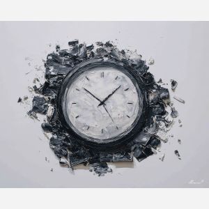 aclock, business art, corporate, abstract, palette knife, oil painting, impasto, textured surface, modern, minimal, professional, conceptual, clean design, office theme, contemporary art, visual concept