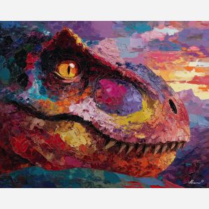 dinosaur, modern art, palette knife, oil painting, impasto, textured surface, contemporary, expressive, visual art, creative, abstract, painterly, bold colors, concept art, illustrative, graphic