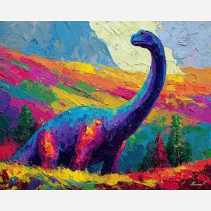 dinosaur, modern art, palette knife, oil painting, impasto, textured surface, contemporary, expressive, visual art, creative, abstract, painterly, bold colors, concept art, illustrative, graphic