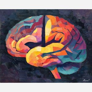 brain, modern art, palette knife, oil painting, impasto, textured surface, contemporary, expressive, visual art, creative, abstract, painterly, bold colors, concept art, illustrative, graphic