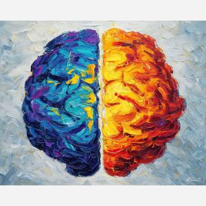 brain, modern art, palette knife, oil painting, impasto, textured surface, contemporary, expressive, visual art, creative, abstract, painterly, bold colors, concept art, illustrative, graphic