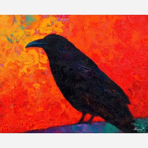 raven, modern art, palette knife, oil painting, impasto, textured surface, contemporary, expressive, visual art, creative, abstract, painterly, bold colors, concept art, illustrative, graphic