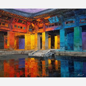 korean, modern art, palette knife, oil painting, impasto, textured surface, contemporary, expressive, visual art, creative, abstract, painterly, bold colors, concept art, illustrative, graphic