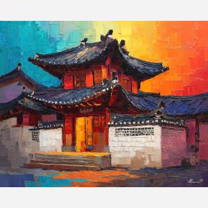 korean, modern art, palette knife, oil painting, impasto, textured surface, contemporary, expressive, visual art, creative, abstract, painterly, bold colors, concept art, illustrative, graphic