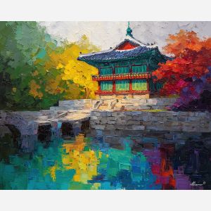 korean, modern art, palette knife, oil painting, impasto, textured surface, contemporary, expressive, visual art, creative, abstract, painterly, bold colors, concept art, illustrative, graphic