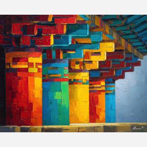 korean, modern art, palette knife, oil painting, impasto, textured surface, contemporary, expressive, visual art, creative, abstract, painterly, bold colors, concept art, illustrative, graphic