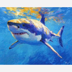 shark, palette knife, oil painting, impasto, textured surface, artwork, expressive, modern, creative, visual art, illustration, bold colors, painterly, contemporary, graphic, conceptual