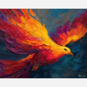 crow, palette knife, oil painting, impasto, textured surface, modern art, symbolic, expressive, visual art, creative, painterly, bold colors, contemporary, conceptual, illustrative, abstract