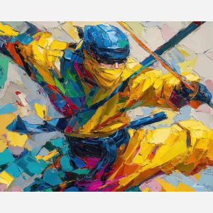 naruto, palette knife, oil painting, impasto, textured surface, artwork, expressive, modern, creative, visual art, illustration, bold colors, painterly, contemporary, graphic, conceptual