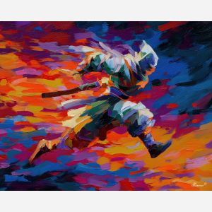 naruto, palette knife, oil painting, impasto, textured surface, artwork, expressive, modern, creative, visual art, illustration, bold colors, painterly, contemporary, graphic, conceptual