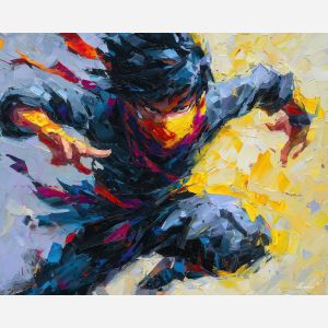 naruto, palette knife, oil painting, impasto, textured surface, artwork, expressive, modern, creative, visual art, illustration, bold colors, painterly, contemporary, graphic, conceptual