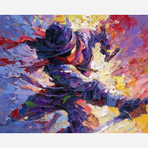 naruto, palette knife, oil painting, impasto, textured surface, artwork, expressive, modern, creative, visual art, illustration, bold colors, painterly, contemporary, graphic, conceptual