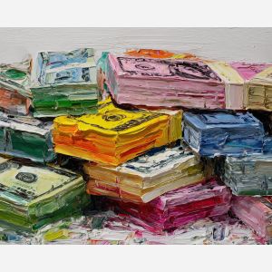 money, palette knife, oil painting, impasto, textured surface, artwork, expressive, modern, creative, visual art, illustration, bold colors, painterly, contemporary, graphic, conceptual