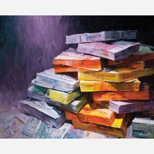 money, palette knife, oil painting, impasto, textured surface, artwork, expressive, modern, creative, visual art, illustration, bold colors, painterly, contemporary, graphic, conceptual
