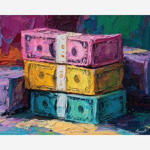 money, palette knife, oil painting, impasto, textured surface, artwork, expressive, modern, creative, visual art, illustration, bold colors, painterly, contemporary, graphic, conceptual