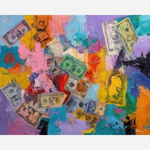 money, palette knife, oil painting, impasto, textured surface, artwork, expressive, modern, creative, visual art, illustration, bold colors, painterly, contemporary, graphic, conceptual