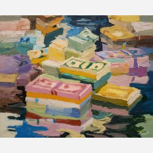 money, palette knife, oil painting, impasto, textured surface, artwork, expressive, modern, creative, visual art, illustration, bold colors, painterly, contemporary, graphic, conceptual