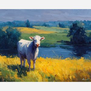 cow, palette knife, oil painting, impasto, textured surface, artwork, expressive, modern, creative, visual art, illustration, bold colors, painterly, contemporary, graphic, conceptual