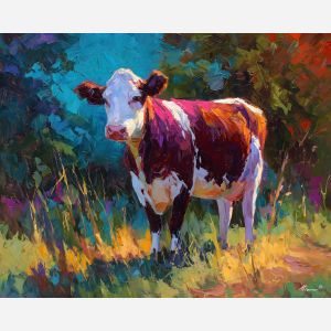 cow, palette knife, oil painting, impasto, textured surface, artwork, expressive, modern, creative, visual art, illustration, bold colors, painterly, contemporary, graphic, conceptual