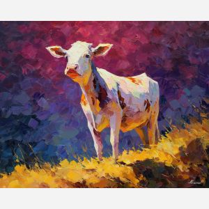 cow, palette knife, oil painting, impasto, textured surface, artwork, expressive, modern, creative, visual art, illustration, bold colors, painterly, contemporary, graphic, conceptual
