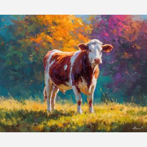 cow, palette knife, oil painting, impasto, textured surface, artwork, expressive, modern, creative, visual art, illustration, bold colors, painterly, contemporary, graphic, conceptual