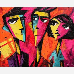 comic, book, palette knife, oil painting, impasto, textured surface, artwork, expressive, modern, creative, visual art, illustration, bold colors, painterly, contemporary, graphic, conceptual