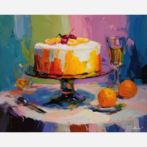 cake, palette knife, oil painting, impasto, textured surface, artwork, expressive, modern, creative, visual art, illustration, bold colors, painterly, contemporary, graphic, conceptual