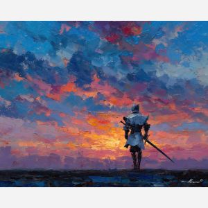 knight, palette knife, oil painting, impasto, textured surface, modern art, symbolic, expressive, visual art, creative, painterly, bold colors, contemporary, conceptual, illustrative, abstract