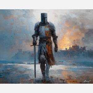 knight, palette knife, oil painting, impasto, textured surface, modern art, symbolic, expressive, visual art, creative, painterly, bold colors, contemporary, conceptual, illustrative, abstract