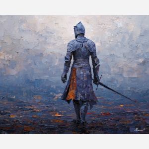 knight, palette knife, oil painting, impasto, textured surface, modern art, symbolic, expressive, visual art, creative, painterly, bold colors, contemporary, conceptual, illustrative, abstract