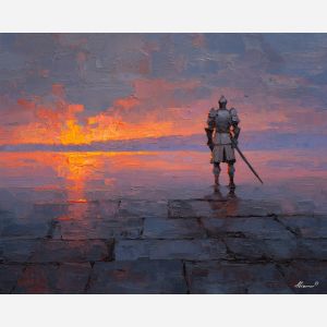 knight, palette knife, oil painting, impasto, textured surface, modern art, symbolic, expressive, visual art, creative, painterly, bold colors, contemporary, conceptual, illustrative, abstract