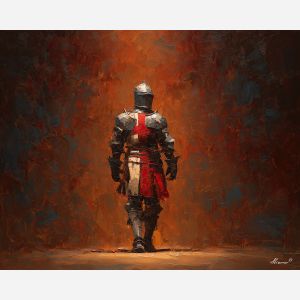 knight, palette knife, oil painting, impasto, textured surface, modern art, symbolic, expressive, visual art, creative, painterly, bold colors, contemporary, conceptual, illustrative, abstract