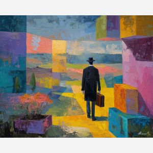 man, ray, palette knife, oil painting, impasto, textured surface, modern art, symbolic, expressive, visual art, creative, painterly, bold colors, contemporary, conceptual, illustrative, abstract