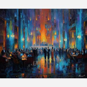 1920s, palette knife, oil painting, impasto, textured strokes, vivid colors, expressive art, modern painting, bold composition, dramatic light, color contrast, atmospheric, visual storytelling, contemporary art, creative, illustrative