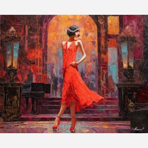 1920s, palette knife, oil painting, impasto, textured strokes, vivid colors, expressive art, modern painting, bold composition, dramatic light, color contrast, atmospheric, visual storytelling, contemporary art, creative, illustrative