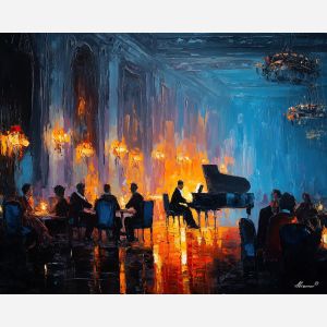 1920s, palette knife, oil painting, impasto, textured strokes, vivid colors, expressive art, modern painting, bold composition, dramatic light, color contrast, atmospheric, visual storytelling, contemporary art, creative, illustrative