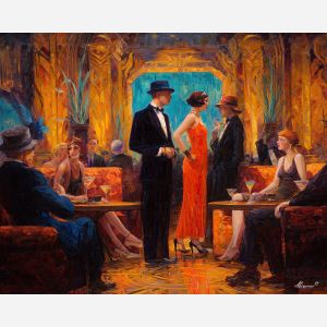 1920s, palette knife, oil painting, impasto, textured strokes, vivid colors, expressive art, modern painting, bold composition, dramatic light, color contrast, atmospheric, visual storytelling, contemporary art, creative, illustrative