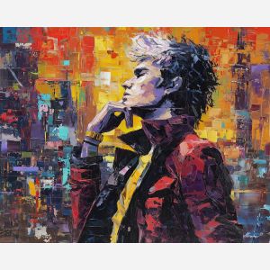 punk, palette knife, oil painting, impasto, textured strokes, vivid colors, expressive art, modern painting, bold composition, dramatic light, color contrast, atmospheric, visual storytelling, contemporary art, creative, illustrative