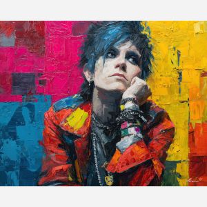 punk, palette knife, oil painting, impasto, textured strokes, vivid colors, expressive art, modern painting, bold composition, dramatic light, color contrast, atmospheric, visual storytelling, contemporary art, creative, illustrative