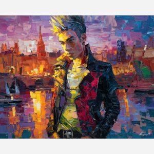 punk, palette knife, oil painting, impasto, textured strokes, vivid colors, expressive art, modern painting, bold composition, dramatic light, color contrast, atmospheric, visual storytelling, contemporary art, creative, illustrative