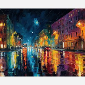 urban, palette knife, oil painting, impasto, textured strokes, vivid colors, expressive art, modern painting, bold composition, dramatic light, color contrast, atmospheric, visual storytelling, contemporary art, creative, illustrative