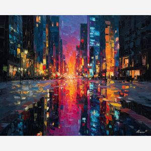 urban, palette knife, oil painting, impasto, textured strokes, vivid colors, expressive art, modern painting, bold composition, dramatic light, color contrast, atmospheric, visual storytelling, contemporary art, creative, illustrative