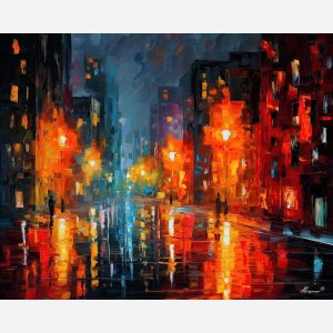 urban, palette knife, oil painting, impasto, textured strokes, vivid colors, expressive art, modern painting, bold composition, dramatic light, color contrast, atmospheric, visual storytelling, contemporary art, creative, illustrative